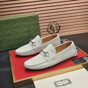 グッチ ローファー スエード レザー ホワイト ホースビット shoes155