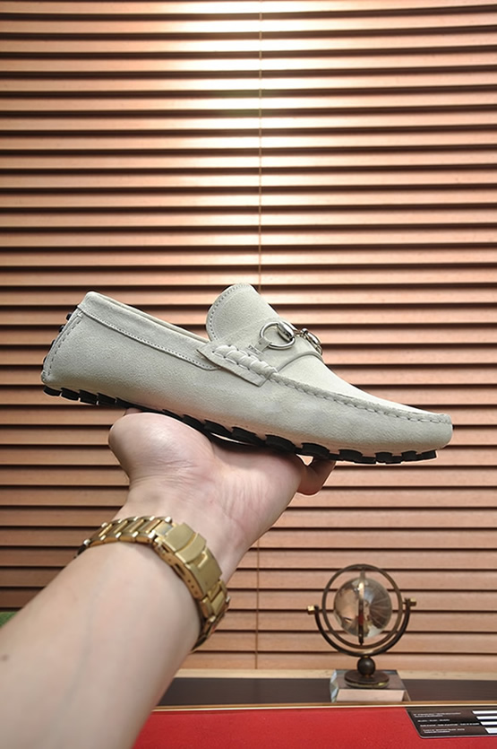 グッチ ローファー スエード レザー ホワイト ホースビット shoes155 - 画像 (4)
