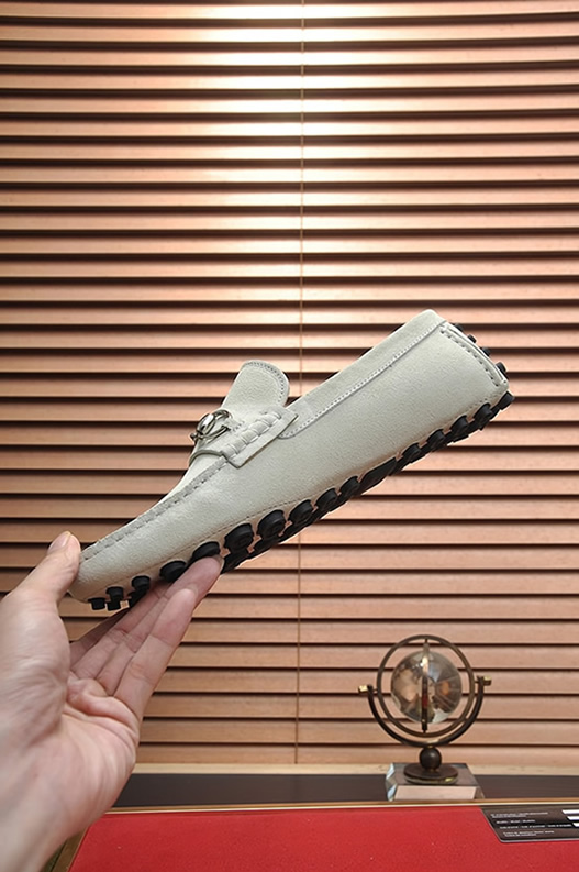 グッチ ローファー スエード レザー ホワイト ホースビット shoes155 - 画像 (5)