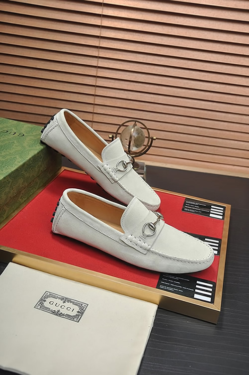 グッチ ローファー スエード レザー ホワイト ホースビット shoes155 - 画像 (6)
