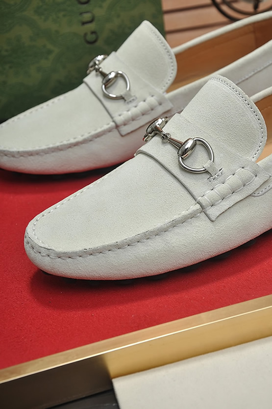 グッチ ローファー スエード レザー ホワイト ホースビット shoes155 - 画像 (8)