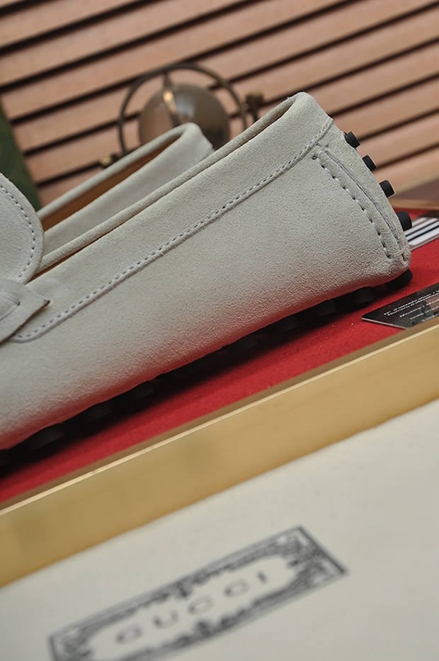 グッチ ローファー スエード レザー ホワイト ホースビット shoes155 - 画像 (9)