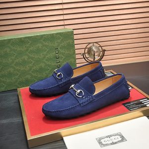 グッチ ローファー スエード レザー ブルー ホースビット shoes156