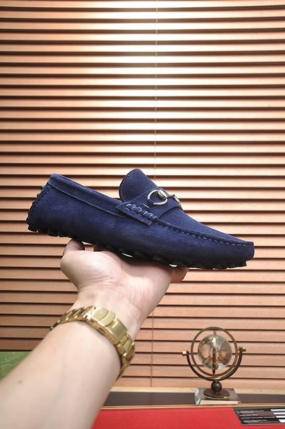 グッチ ローファー スエード レザー ブルー ホースビット shoes156 - 画像 (4)