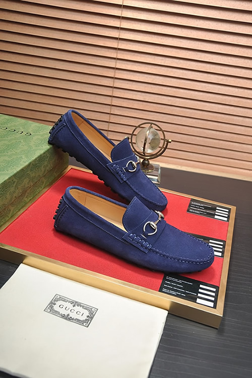 グッチ ローファー スエード レザー ブルー ホースビット shoes156 - 画像 (6)