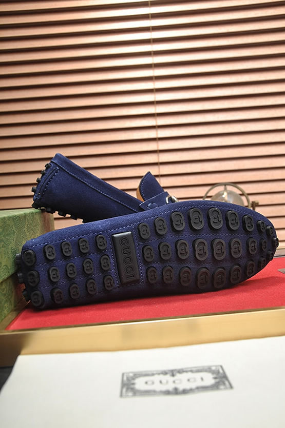 グッチ ローファー スエード レザー ブルー ホースビット shoes156 - 画像 (7)
