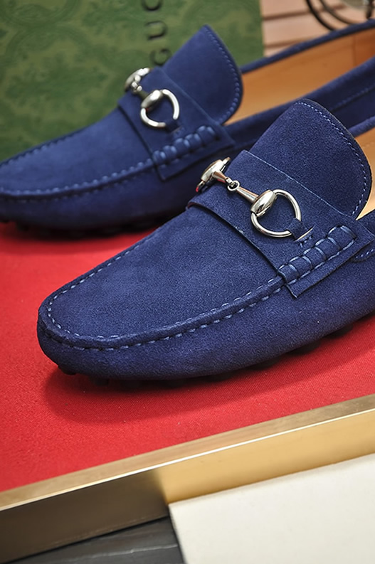 グッチ ローファー スエード レザー ブルー ホースビット shoes156 - 画像 (8)