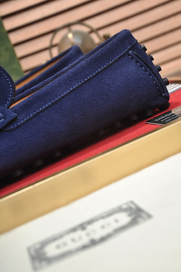 グッチ ローファー スエード レザー ブルー ホースビット shoes156 - 画像 (9)