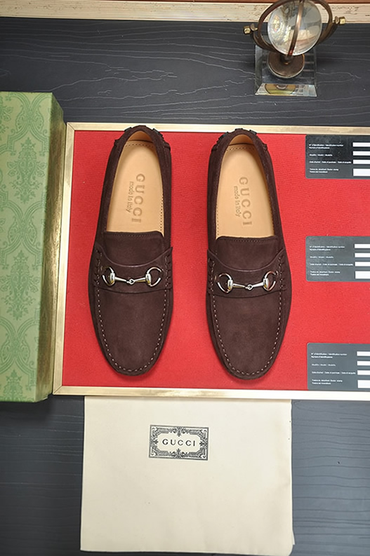 グッチ ローファー スエード レザー ダークブラウン ホースビット shoes155 - 画像 (2)