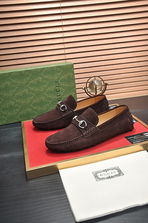 グッチ ローファー スエード レザー ダークブラウン ホースビット shoes155