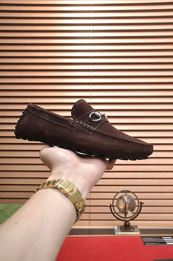 グッチ ローファー スエード レザー ダークブラウン ホースビット shoes155 - 画像 (4)