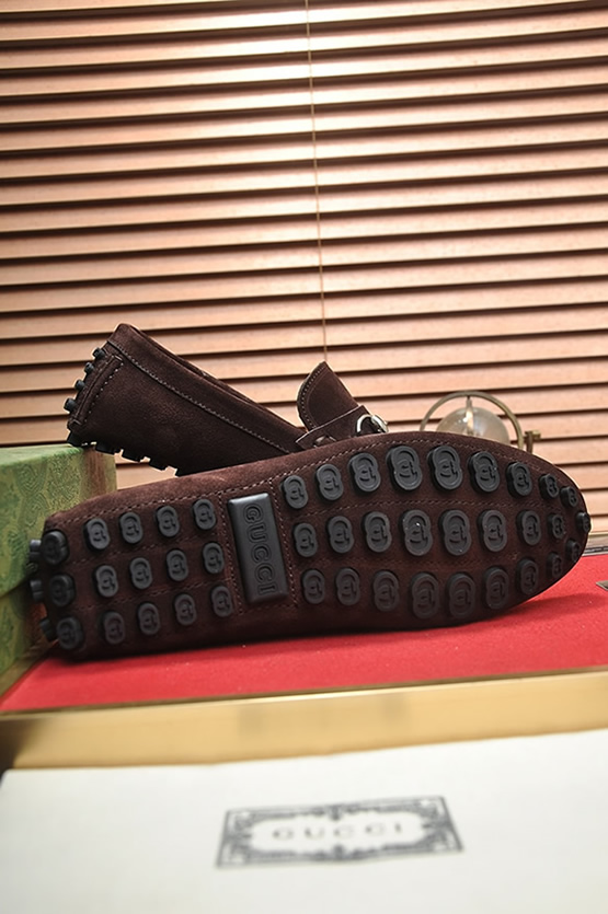 グッチ ローファー スエード レザー ダークブラウン ホースビット shoes155 - 画像 (7)