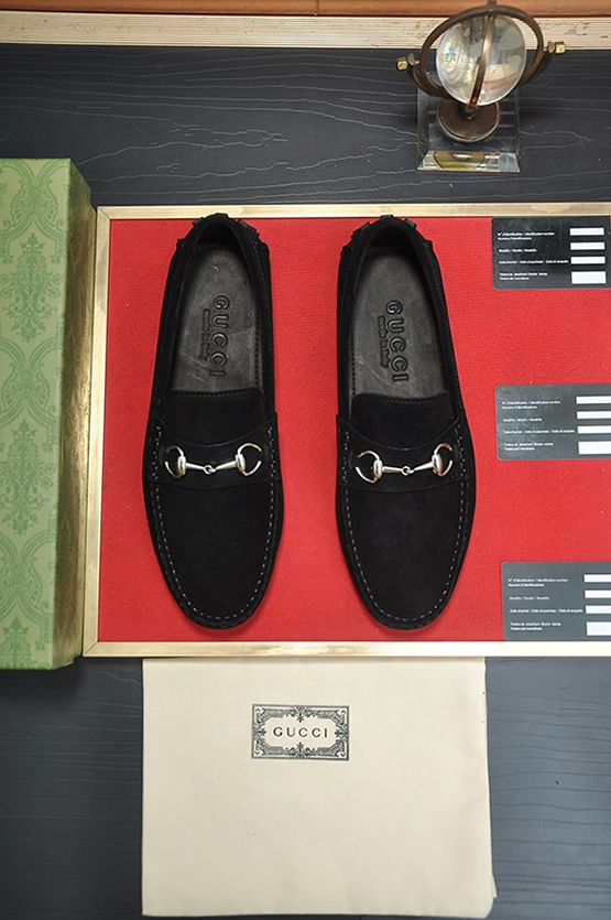 グッチ ローファー スエード レザー ブラック ホースビット shoes156 - 画像 (2)