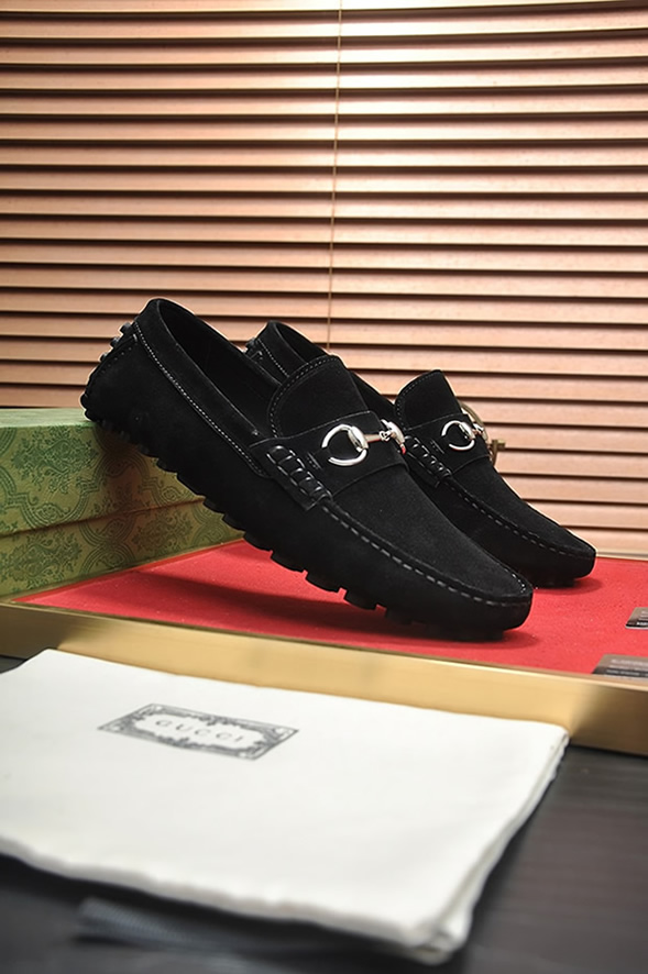 グッチ ローファー スエード レザー ブラック ホースビット shoes156 - 画像 (3)