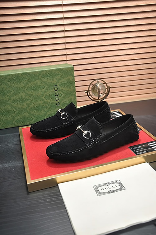 グッチ ローファー スエード レザー ブラック ホースビット shoes156