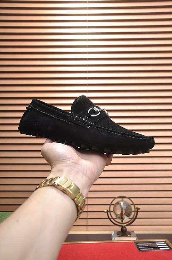 グッチ ローファー スエード レザー ブラック ホースビット shoes156 - 画像 (4)