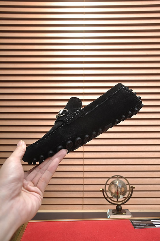 グッチ ローファー スエード レザー ブラック ホースビット shoes156 - 画像 (5)