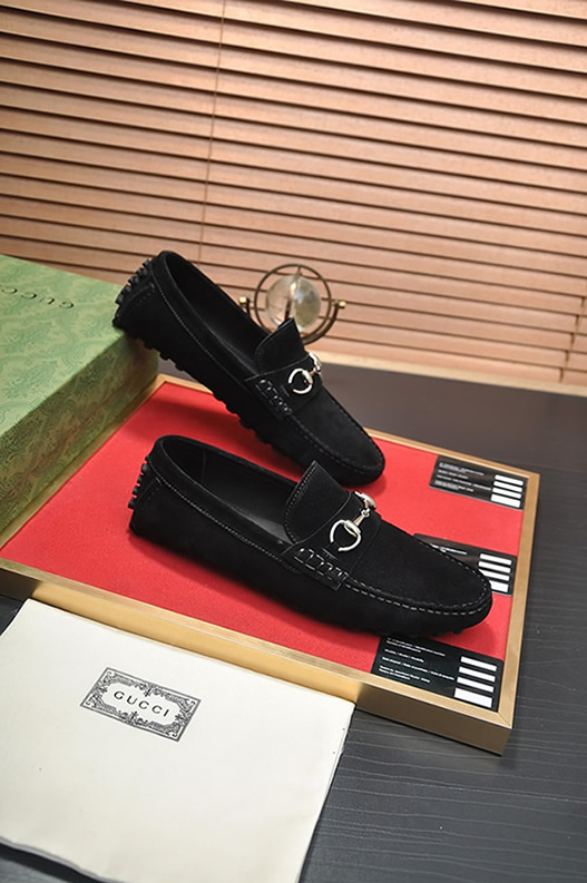 グッチ ローファー スエード レザー ブラック ホースビット shoes156 - 画像 (6)