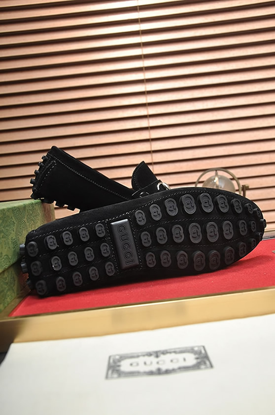 グッチ ローファー スエード レザー ブラック ホースビット shoes156 - 画像 (7)