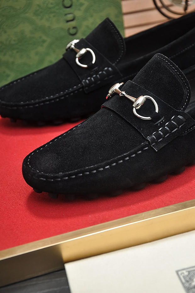 グッチ ローファー スエード レザー ブラック ホースビット shoes156 - 画像 (8)