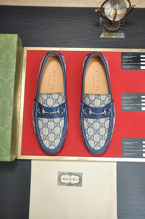 グッチ ローファー スエード レザー ライトブルー ホースビット shoes157 - 画像 (2)