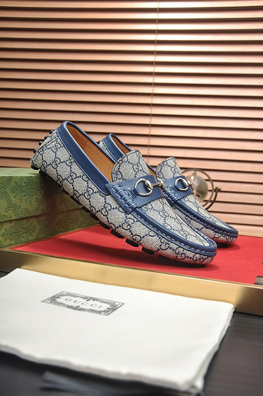 グッチ ローファー スエード レザー ライトブルー ホースビット shoes157 - 画像 (3)