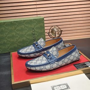 グッチ ローファー スエード レザー ライトブルー ホースビット shoes157