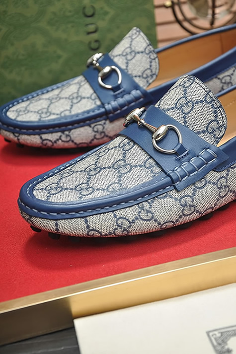グッチ ローファー スエード レザー ライトブルー ホースビット shoes157 - 画像 (8)