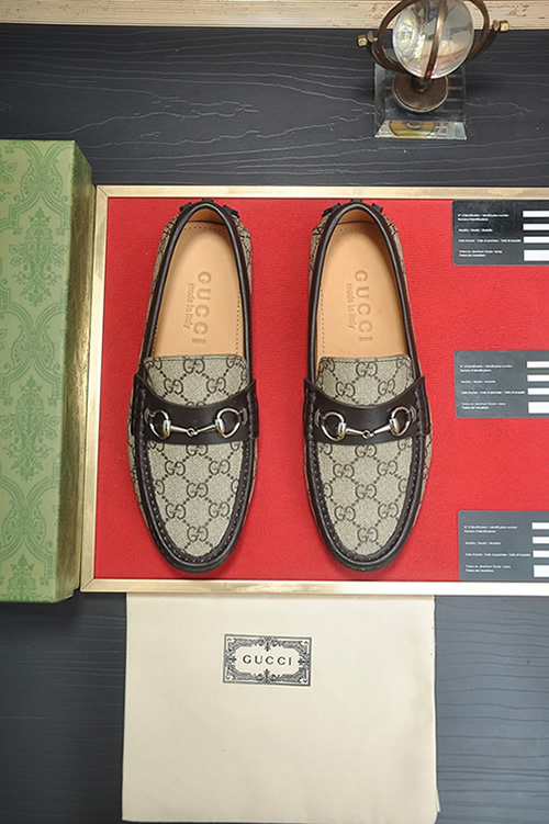 グッチ ローファー GGスプリーム キャンバス ブラウン shoes158 - 画像 (2)