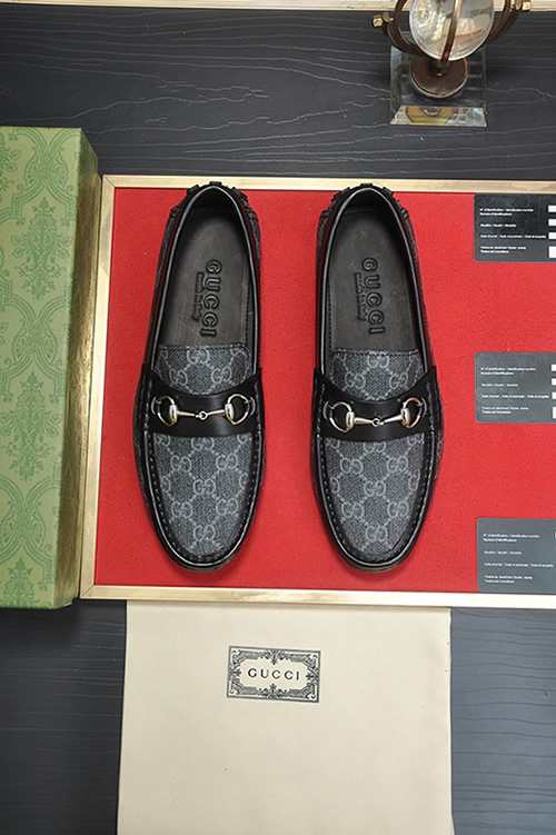グッチ ローファー GGスプリーム キャンバス グレー ブラック shoes159 - 画像 (2)