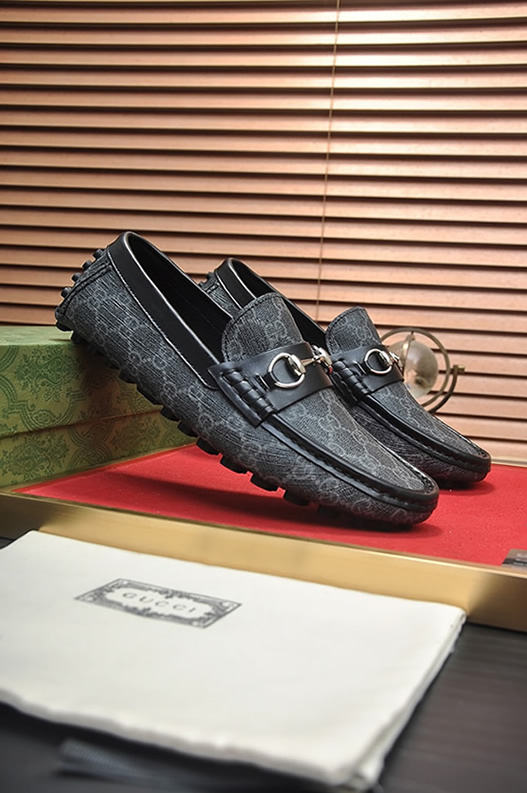 グッチ ローファー GGスプリーム キャンバス グレー ブラック shoes159 - 画像 (3)