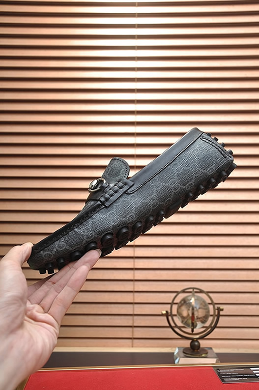 グッチ ローファー GGスプリーム キャンバス グレー ブラック shoes159 - 画像 (5)