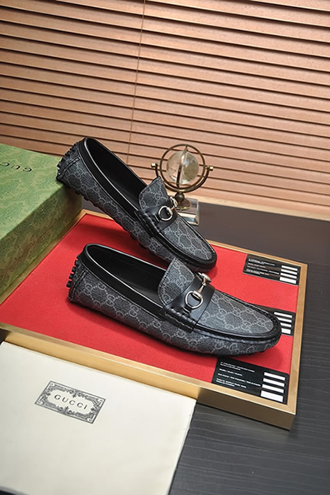 グッチ ローファー GGスプリーム キャンバス グレー ブラック shoes159 - 画像 (6)