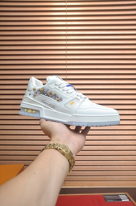 ルイヴィトン LVトレイナー ライン スニーカー ホワイト フラワー shoes162 - 画像 (2)