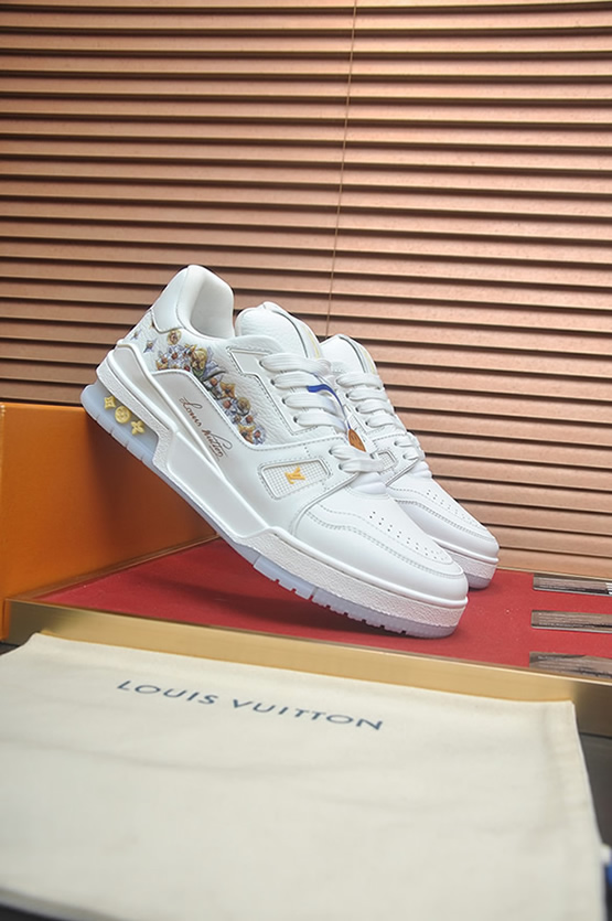 ルイヴィトン LVトレイナー ライン スニーカー ホワイト フラワー shoes162 - 画像 (4)
