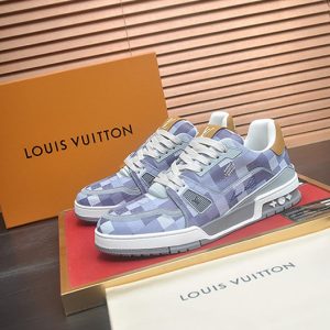 ルイヴィトン LVトレイナー ライン スニーカー ダミエ ライトブルー shoes165