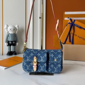 ルイヴィトン ミニ バギー モノグラム デニム ブルー M27602