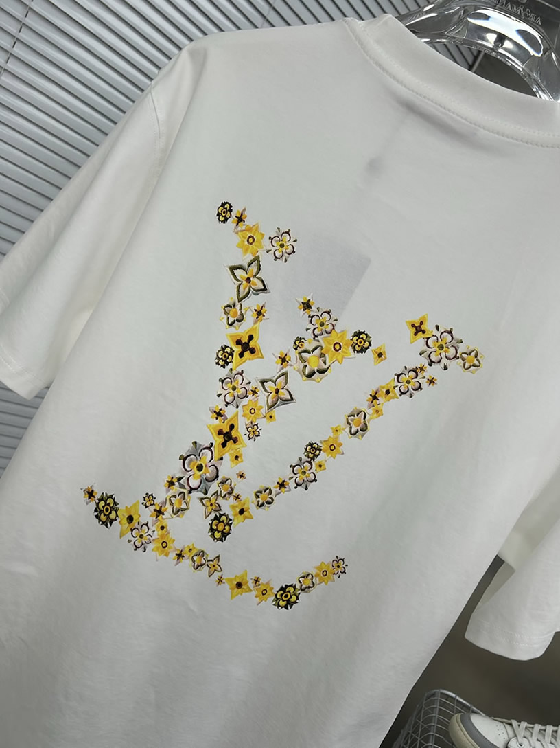 ルイ・ヴィトン フローラル モノグラム プリント Tシャツ ホワイト FS022 - 画像 (5)
