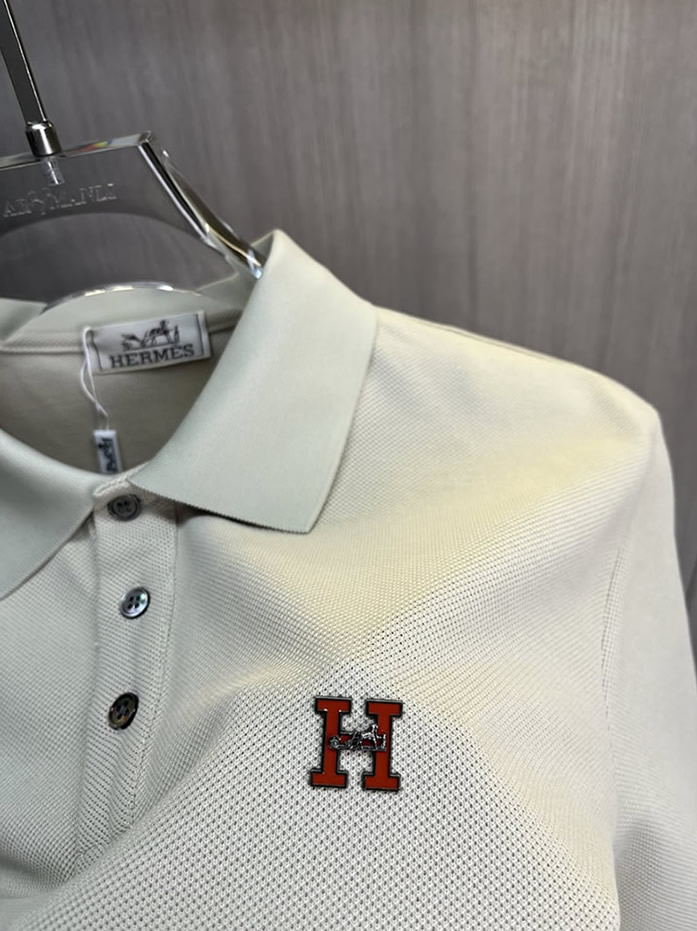 エルメス H エンブロイダリー ポロシャツ ベージュ FS041 - ルイ