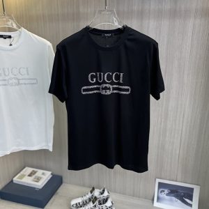 グッチ ラインストーン ロゴ Tシャツ ブラック FS050