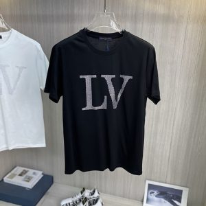 ルイ・ヴィトン ラインストーン ロゴ Tシャツ ブラック FS053