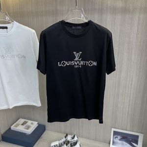 ルイ・ヴィトン ラインストーン ロゴ Tシャツ ブラック FS054