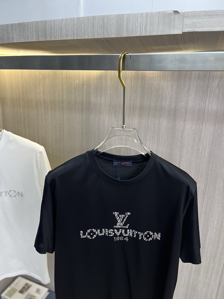 ルイ・ヴィトン ラインストーン ロゴ Tシャツ ブラック FS054 - 画像 (3)