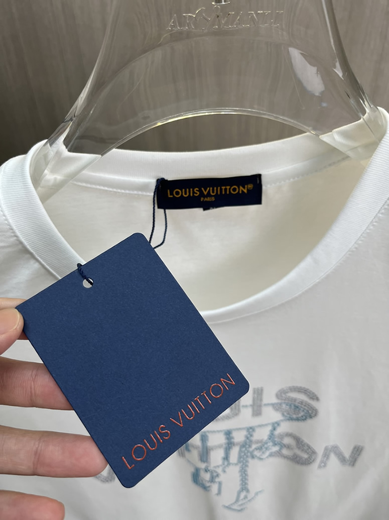 ルイ・ヴィトン ラインストーン ピンロゴ Tシャツ ホワイト FS055 - 画像 (5)
