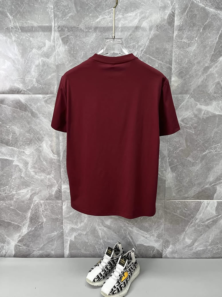 モンクレール ロゴパッチ Tシャツ ワインレッド FS078 - 画像 (2)