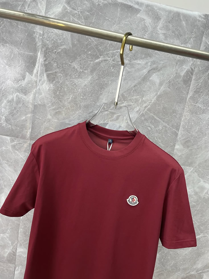 モンクレール ロゴパッチ Tシャツ ワインレッド FS078 - 画像 (3)