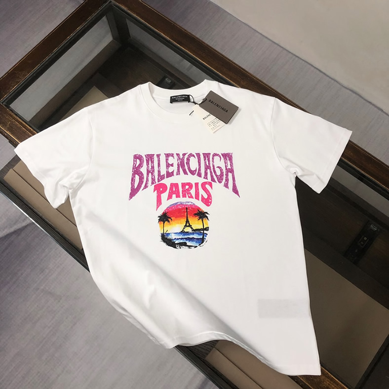 バレンシアガ パリ サンセット プリント Tシャツ ホワイト FS084