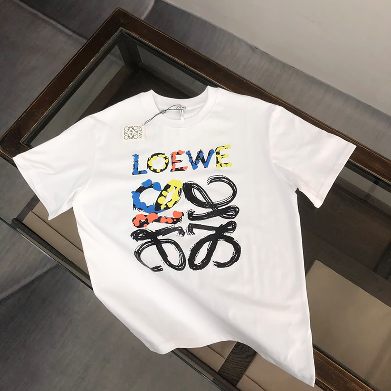 ロエベ ペイント アナグラム ロゴ Tシャツ ホワイト FS089
