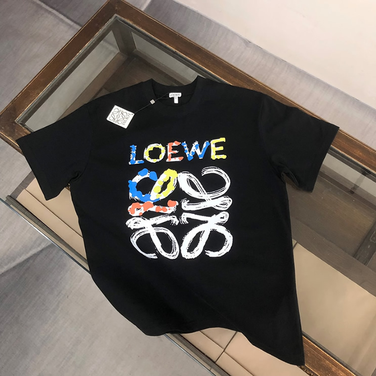 ロエベ ペイント アナグラム ロゴ Tシャツ ブラック FS090