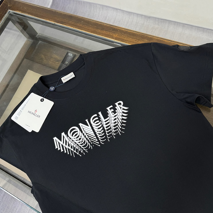 モンクレール 3D レイヤード ロゴ Tシャツ ブラック FS110 - 画像 (2)